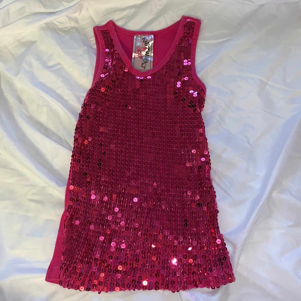 Girls pink sparkly tank top